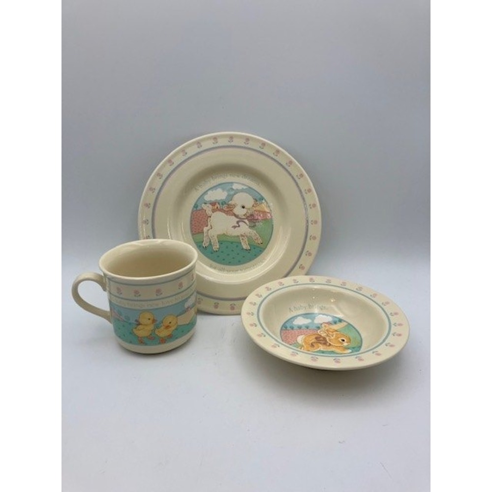 Baby/Toddler Ceramic Dish Set by Hallmark VTG 1984 Childrens‎ Nursery Decor